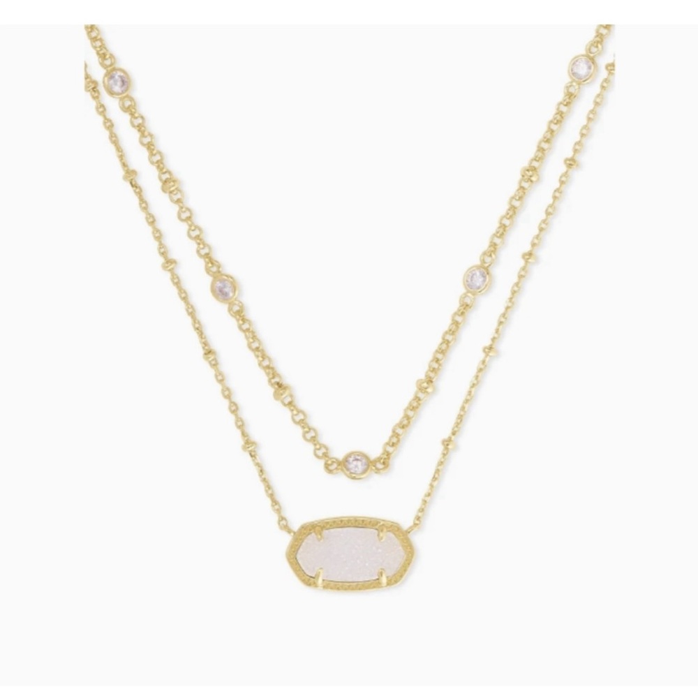Kendra Scott Elisa gold multi strand necklace in iridescent drusy